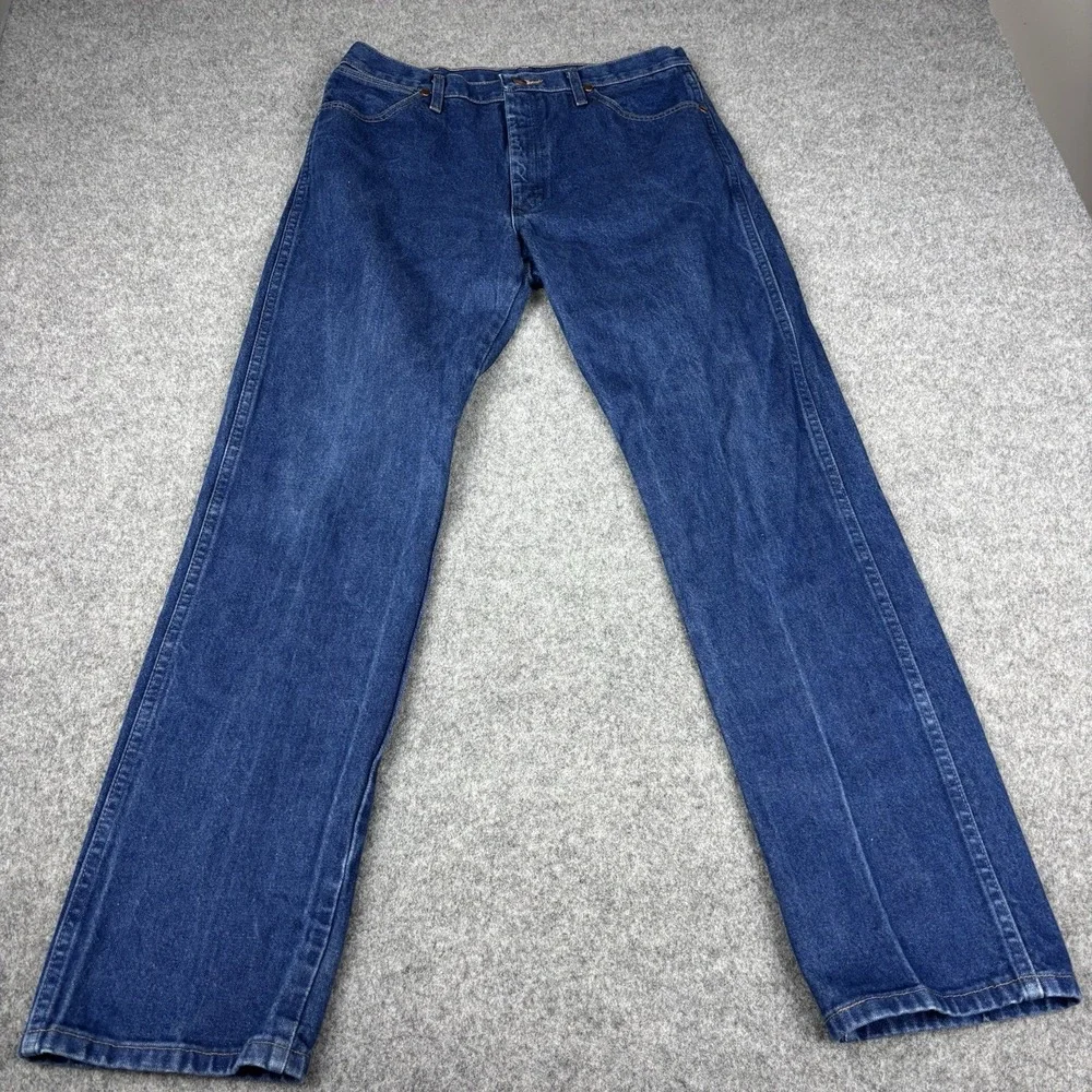 Wrangler Jeans 13MWZ Men's 35x34 (Fits 34x34) Cowboy Cut Western Blue Denim Fade